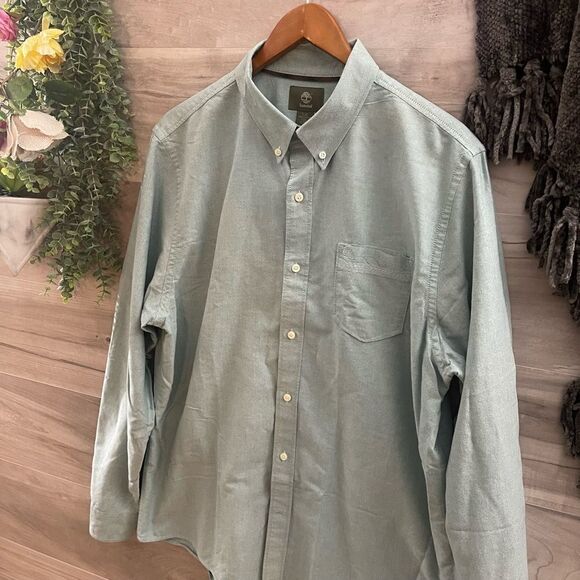 Timberland Mens Green Turquoise Long Sleeve Shirt Size Large - Picture 4 of 6